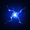 Blue Electric flash of lightning on a dark transparent background