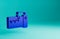 Blue Electrical measuring instrument icon isolated on blue background. Analog devices. Measuring device laboratory