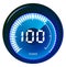 Blue electronic car speedometer, sports car sensors