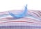 Blue elegant feather on fabric clothes