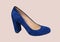 Blue elegant patent suede pumps. Stylish female shoes