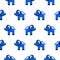 Blue elephant cartoon pixel art seamless pattern.