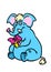 Blue elephant character smile happiness box gift surprise illustration