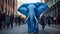 Blue Elephant: Hyperrealistic Bio-art Street Sculpture