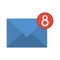 Blue email envelope received social media