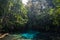 Blue emerald pond in the forest