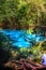 Blue or emerald pool in National park Sa Morakot, Krabi, Thailand. Fantastic blue lake in the middle of the rain forest.