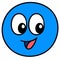 Blue emoticon ball is laughing, doodle kawaii. doodle icon image
