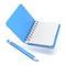 Blue empty notepad with blue pencil 3D