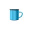 Blue enamel drink mug or cup template, 3d realistic vector illustration isolated.