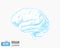 Blue engraved brain illustration on white BG