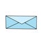 Blue envelope with letter for sending. Post service with quick delivery. Important papers, money, bribe concept, having secrets,