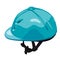 Blue equestrian riding helmet. Isolated jockey protection on white background.