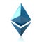 Blue Ethereum cryptocurrency icon 3d illustration