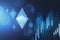 Blue Ethereum rhombus. Cryptocurrency concept