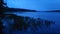 Blue evening dusk at Adirondack Park lake in upstate newyork summer nightfall