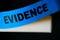 Blue evidence sticker tape used in forensics