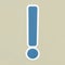 Blue exclamation mark ! icon isolated