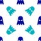 Blue Executioner mask icon isolated seamless pattern on white background. Hangman, torturer, executor, tormentor