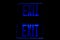 Blue Exit Sign Reflection on Black