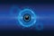 Blue eye cyber circuit future technology circle concept background.