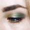 Blue eye golden green make-up eyebrow lash cosmetic swatch fashion macro photo