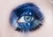 Blue eye makeup macro night city skyline eyelids