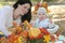 Blue Eyed Baby Boy in Basket, Fall Theme