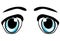 Blue eyes with black eyebrow graphic illustration