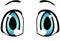 Blue eyes with black eyebrow graphic illustration