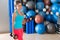 Blue eyes girl at gym weightlifting dumbbells