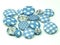 Blue fabric buttons isolated