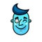 Blue face. Emotional Face Vector