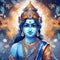 blue face with lord vishnu