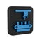 Blue Factory conveyor system belt icon isolated on transparent background. Robot industry concept. Black square button.