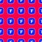 Blue Fahrenheit icon isolated seamless pattern on red background. Vector