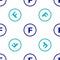 Blue Fahrenheit icon isolated seamless pattern on white background. Vector