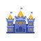 Blue fairytale royal castle or palace building vector illustration