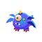 Blue Fantastic Friendly Pet Dragon With Four Wings And One Eye Fantasy Imaginary Monster Collection