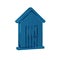 Blue Farm house icon isolated on transparent background.