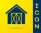 Blue Farm house icon isolated on yellow background. Vector