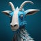 Blue Feathered Goat Figurine With Painted Eyes - Evgeni Gordiets, Clemens Ascher, Didier Lourenco