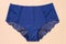 Blue female seamless underpants top view.