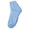 Blue female sock made of fabric on a white background, short.