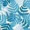 Blue fern leaves silhouettes pattern illustration