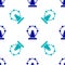 Blue Ferris wheel icon isolated seamless pattern on white background. Amusement park. Childrens entertainment playground