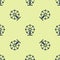 Blue Ferris wheel icon isolated seamless pattern on yellow background. Amusement park. Childrens entertainment