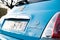 Blue Fiat 595 competizione Abarth - rear view signage