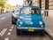 Blue Fiat parked on a Paris street on Ile de la Cite