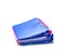 Blue file folder with documents on the white table
